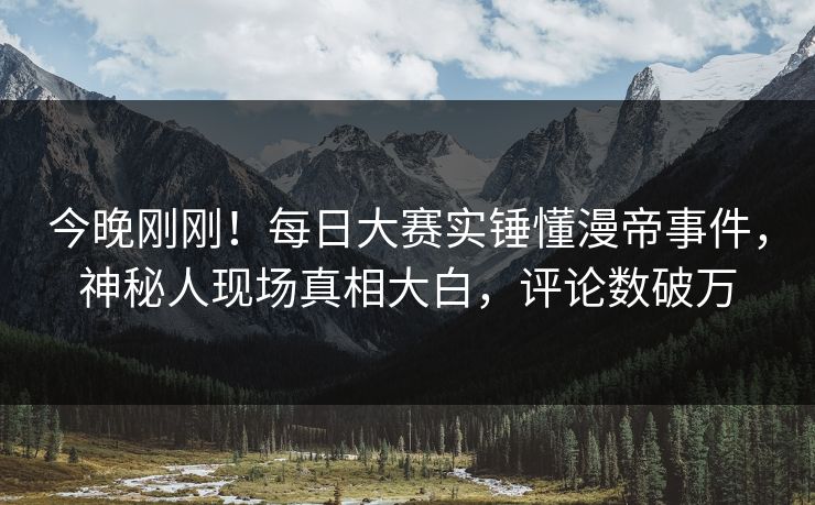 今晚刚刚！每日大赛实锤懂漫帝事件，神秘人现场真相大白，评论数破万