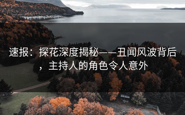 速报：探花深度揭秘——丑闻风波背后，主持人的角色令人意外