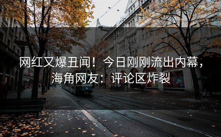 网红又爆丑闻！今日刚刚流出内幕，海角网友：评论区炸裂