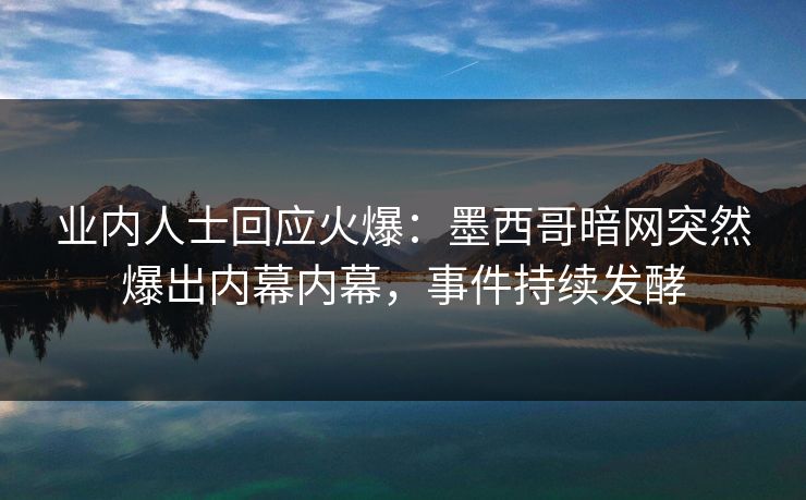 业内人士回应火爆：墨西哥暗网突然爆出内幕内幕，事件持续发酵