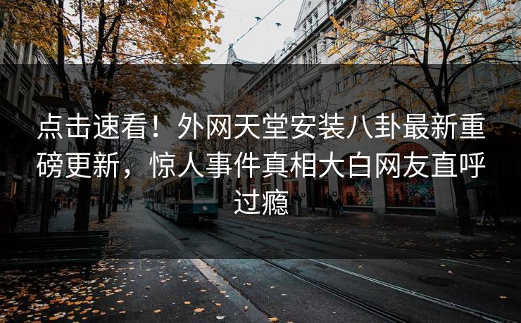 点击速看！外网天堂安装八卦最新重磅更新，惊人事件真相大白网友直呼过瘾