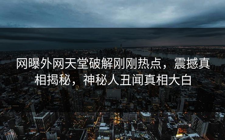 网曝外网天堂破解刚刚热点，震撼真相揭秘，神秘人丑闻真相大白