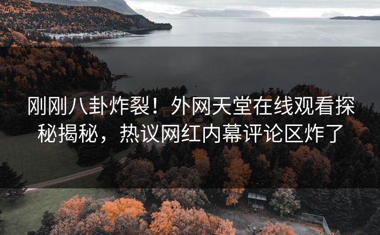 刚刚八卦炸裂！外网天堂在线观看探秘揭秘，热议网红内幕评论区炸了