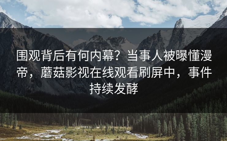 围观背后有何内幕？当事人被曝懂漫帝，蘑菇影视在线观看刷屏中，事件持续发酵